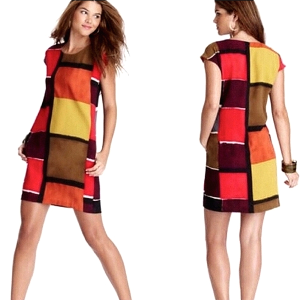 Nwt LOFT Colorblock 60's Inspired Sleeveless Mod Shift Dress